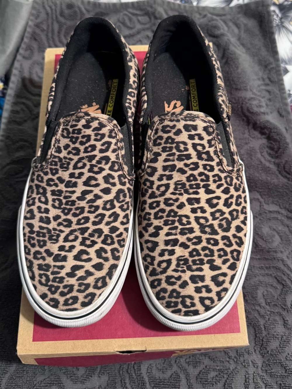 Vans Leopard Print Slip-On Sneakers - Tan/Black